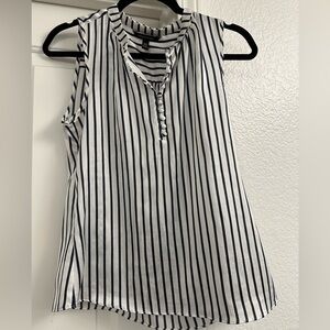 Banana Republic Navy and White Button-Trim Top